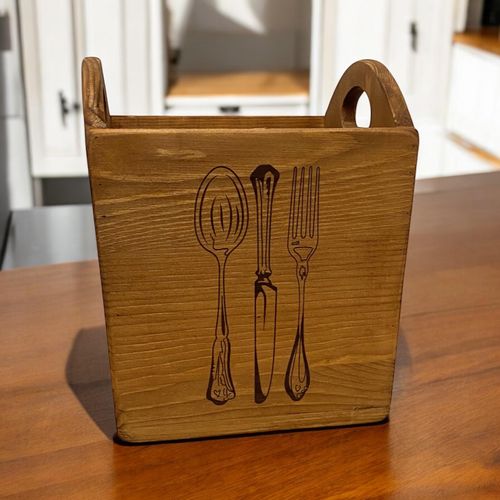 18CM WOODEN CUTLERY BOX 4 COMPARTMENTS