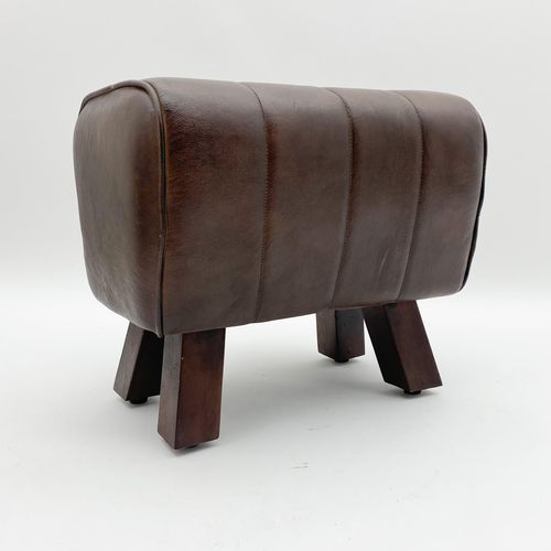 38CM LEATHER FOOTSTOOL