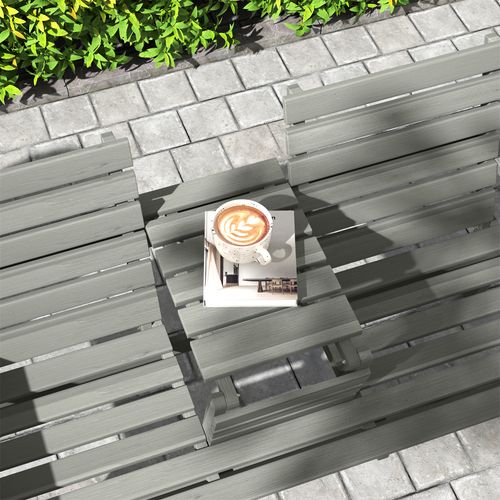 Outsunny Convertable 3-Seater Wood Bench Table Garden w/ Armrests Grey
