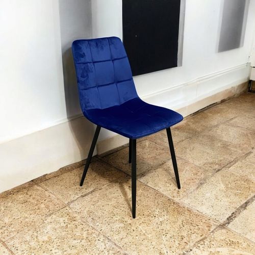 BLUE FABRIC CHAIR BLACK METAL LEGS