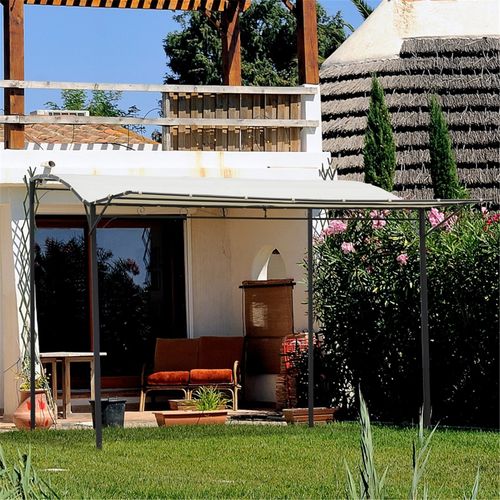 Patio Gazebo UV Light Rain Resistant Canopy White Black 300L x 250W x 200-250Hcm