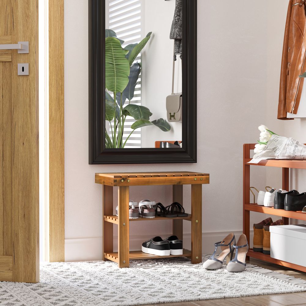 Acacia Wood Shoe Bench, 3-Tier 50x28 x 45 cm