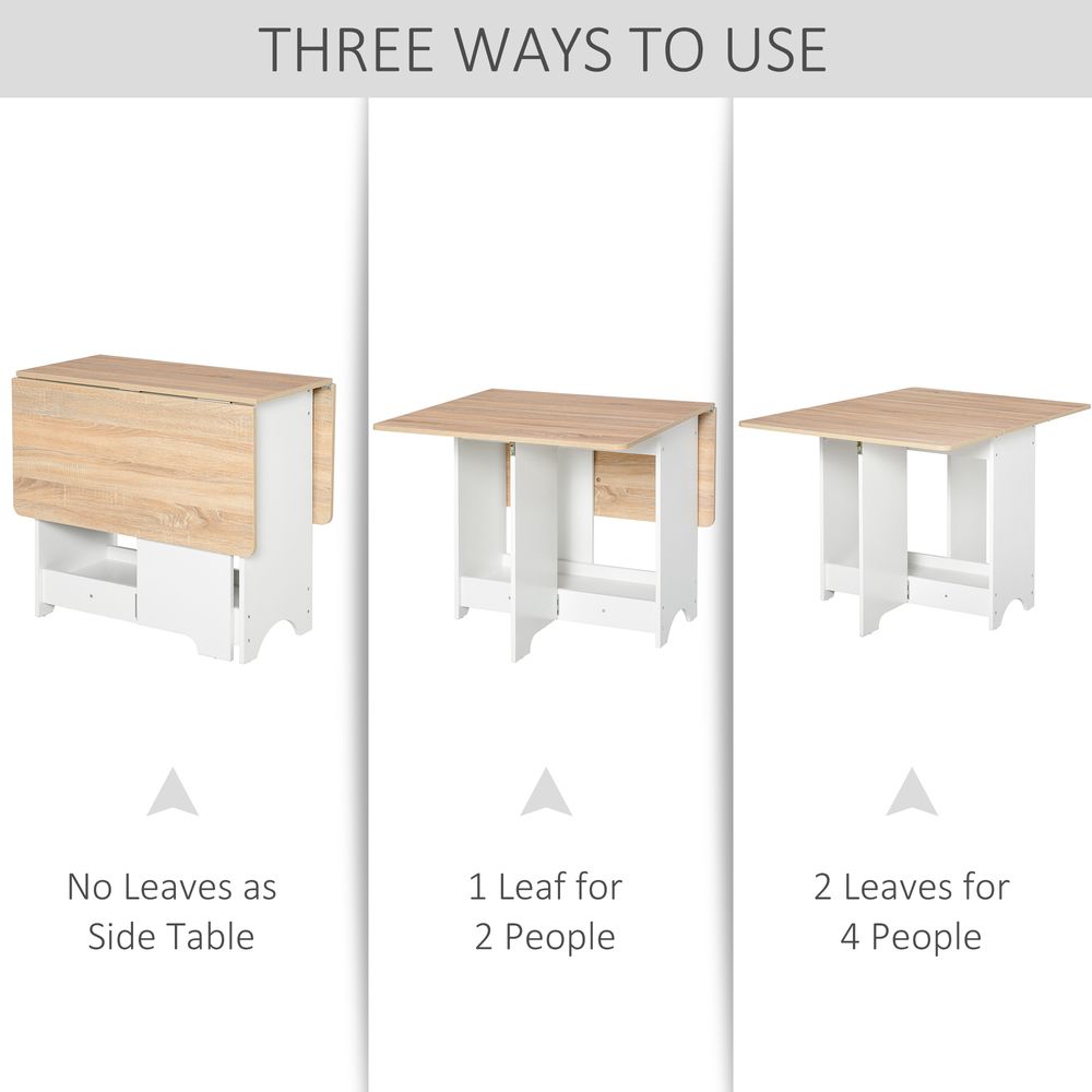 HOMCOM Foldable Dining Table Drop-Leaf Folding Desk Side Console with Storage Shelf for Kitchen,Dining Room