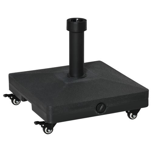 Outsunny 20kg Heavy Duty Garden Parasol Base with Wheels for Patio Deck Black