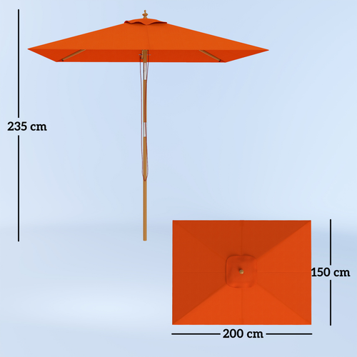Outsunny Wooden Patio Umbrella Market Parasol Outdoor Sunshade