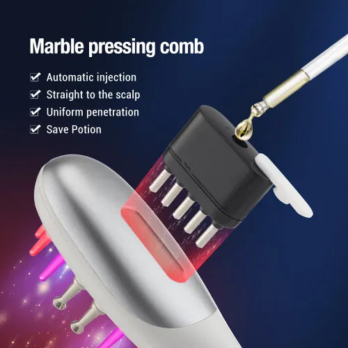 EMS RF Electric Hair Growth Massage Comb With Essential Oil Red Blue Light Anti-loss Dense Hair Comb Vibration Scalp Massager