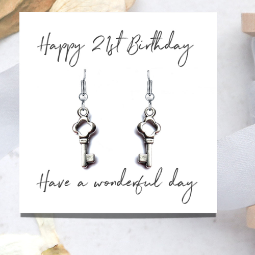 Happy 21st Birthday Earrings Mini Gift Hamper | 21st Key Earrings Gift | Daughters 21st Birthday | Girls 21st Birthday Gift Set UK