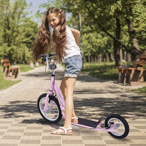 Teen Scooter Adjustable Height Dual Brakes Rubber Wheels Kickstand HOMCOM