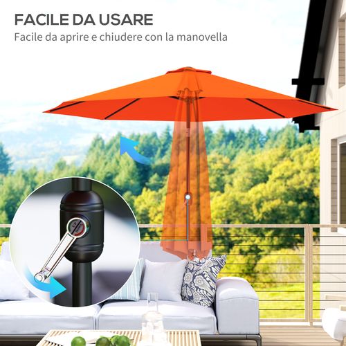 Outsunny 3(m) Garden Umbrella Outdoor Sunshade Canopy w/ Tilt & Crank Orange