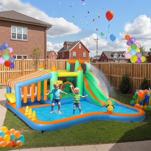 AIYAPLAY Inflatable Bouncy Castle with 680W Blower for Kids, 416x370x195 cm