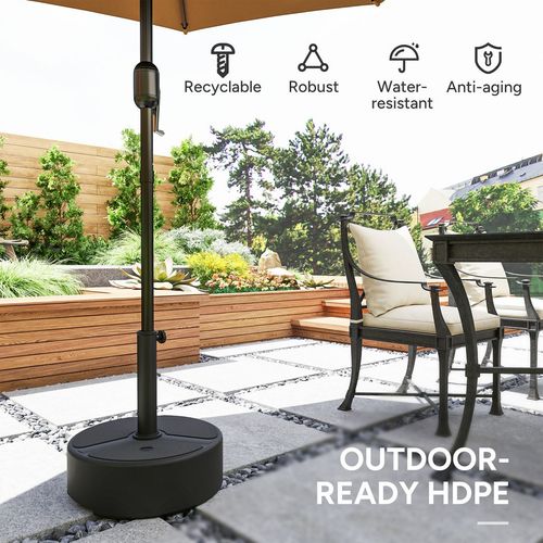 Outsunny Round Garden Parasol Base, Sand/Water Filled Parasol Stand, Black