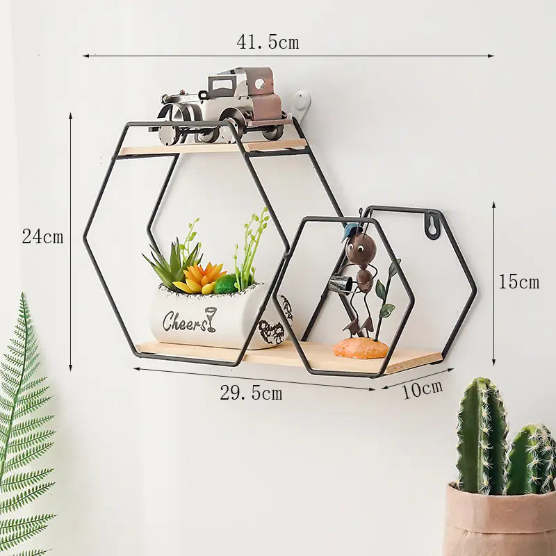Nordic Iron Wall Shelf – Modern Metal & Wood Storage Rack for Home