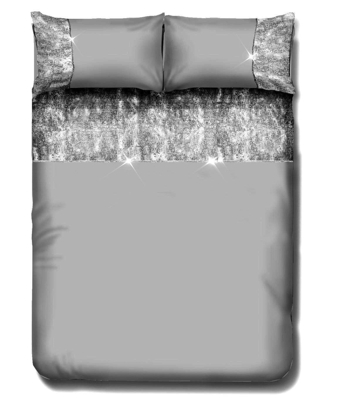 OLIVIA ROCCO Valentina Duvet Set With Crushed Velvet Trim And Diamante Detailing In Double King Super King Sizes OEKO TEX Certified