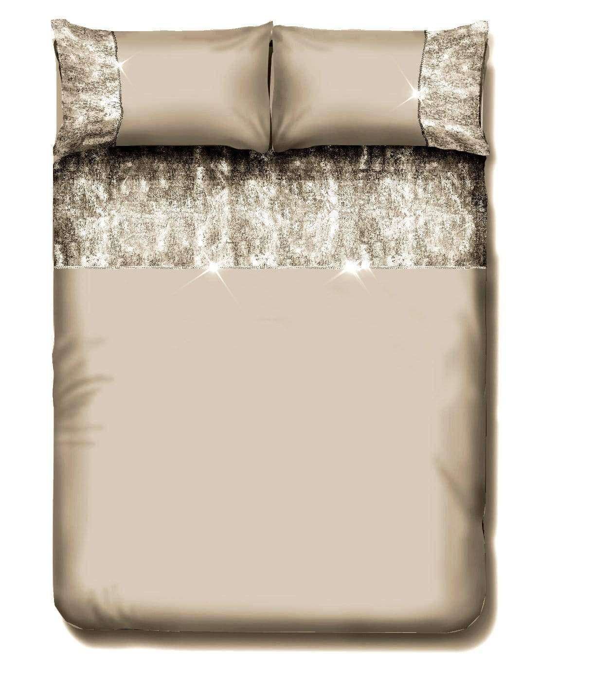 OLIVIA ROCCO Valentina Duvet Set With Crushed Velvet Trim And Diamante Detailing In Double King Super King Sizes OEKO TEX Certified