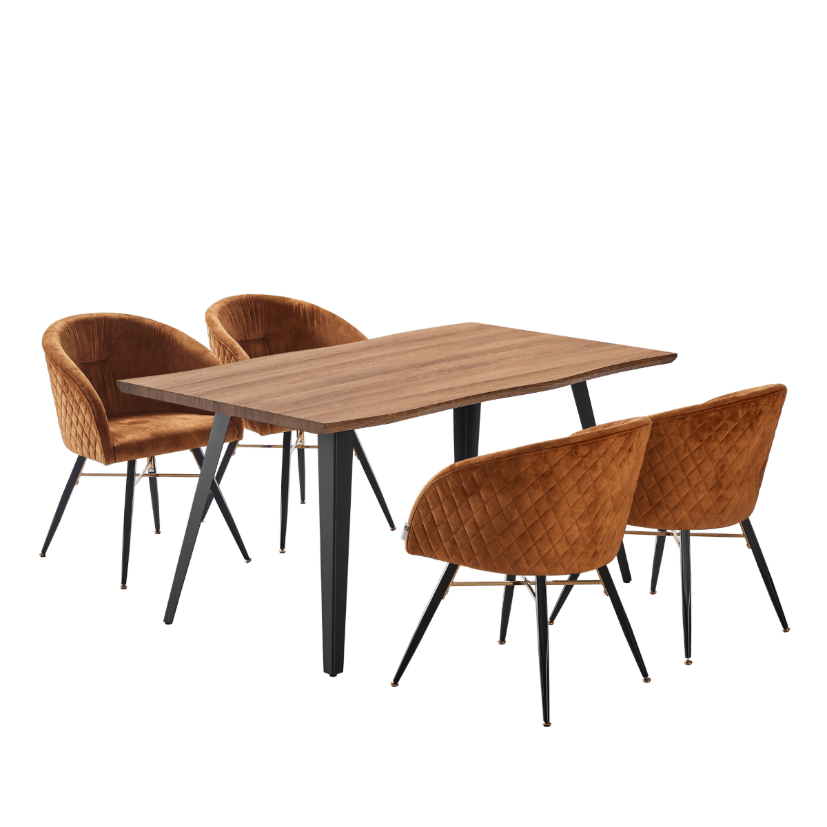 Vittorio Rocco LUX 5PCs Dining Set includes an Oak Dining Table and Set of 4 Dining Chairs - Zestio