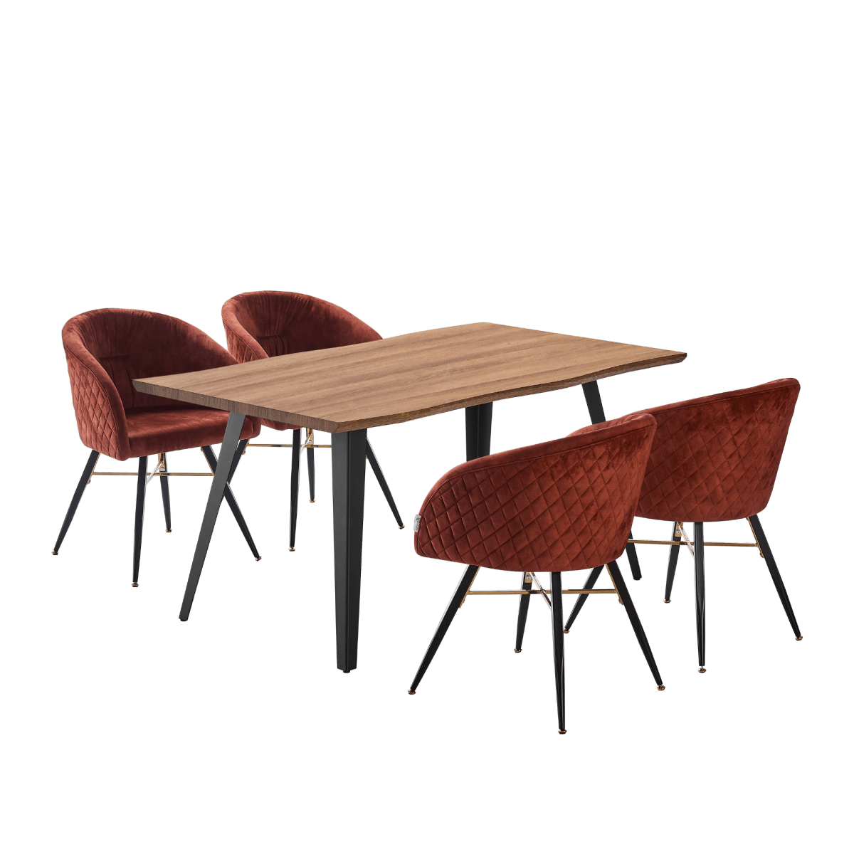 Vittorio Rocco LUX 5PCs Dining Set includes an Oak Dining Table and Set of 4 Dining Chairs - Zestio