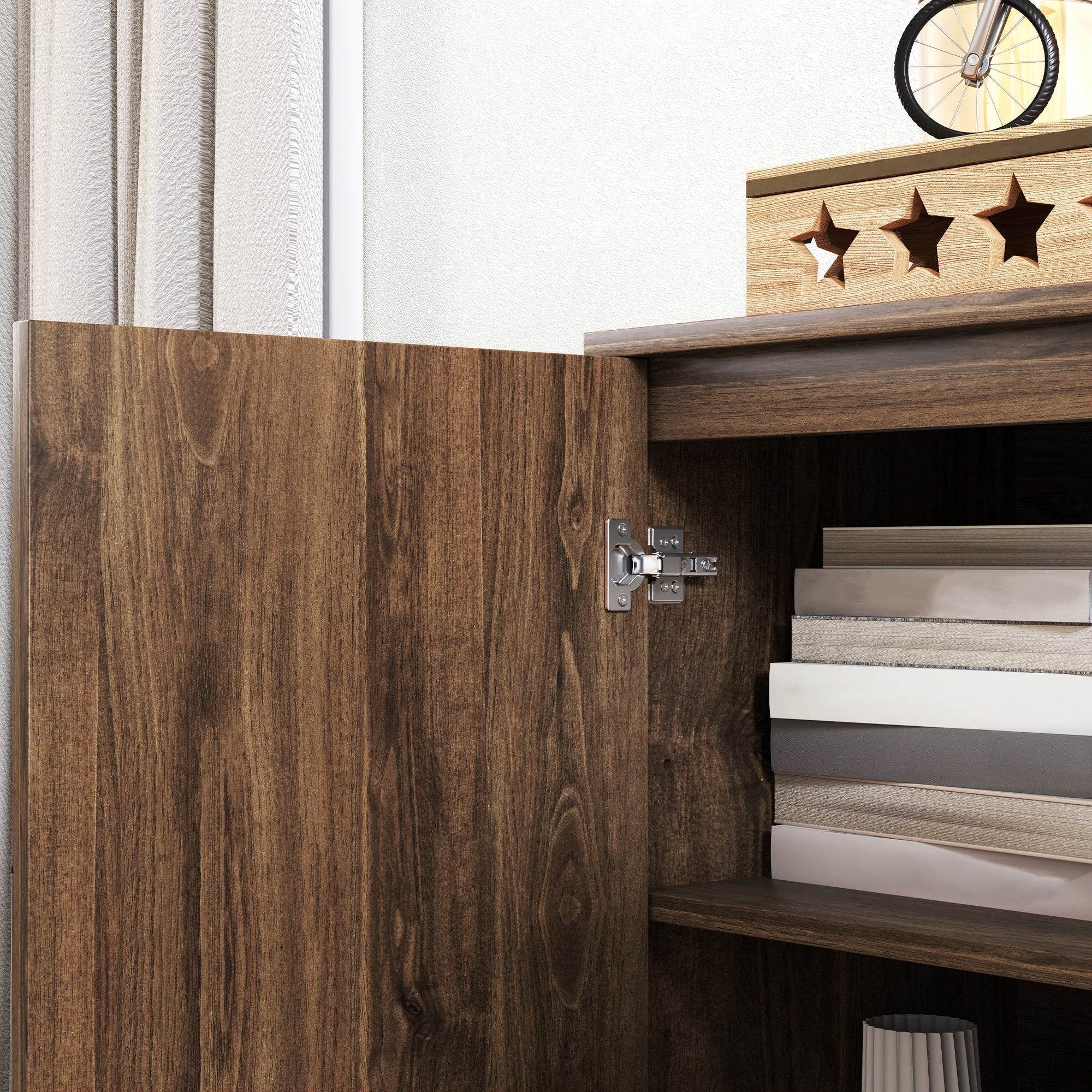 HOMCOM Sideboard Storage Cabinet with Luxurious Steel Lines Steel Legs Brown
