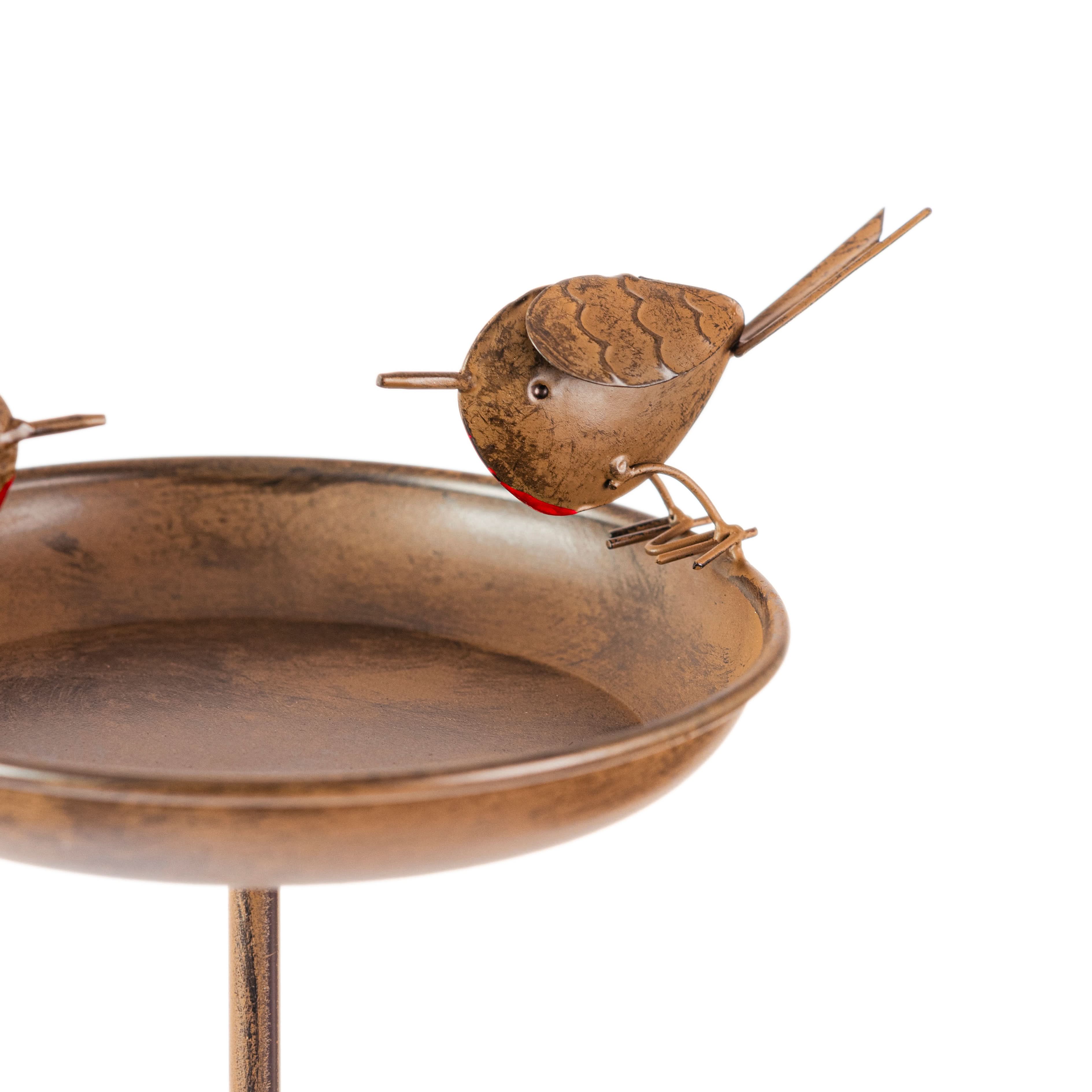 Robin Bird Bath & Feeder Stake for Garden Birds, Outdoor Wildlife & Patio Decor