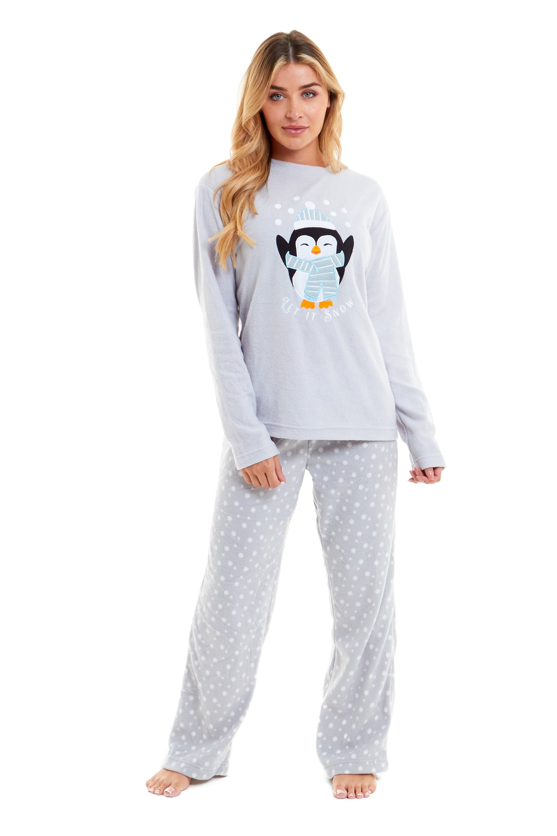 OLIVIA ROCCO Women's Penguin Polar Fleece Pyjama Set Soft Warm Winter Lounge Wear Boutique Nightwear Available In Multiple Sizes