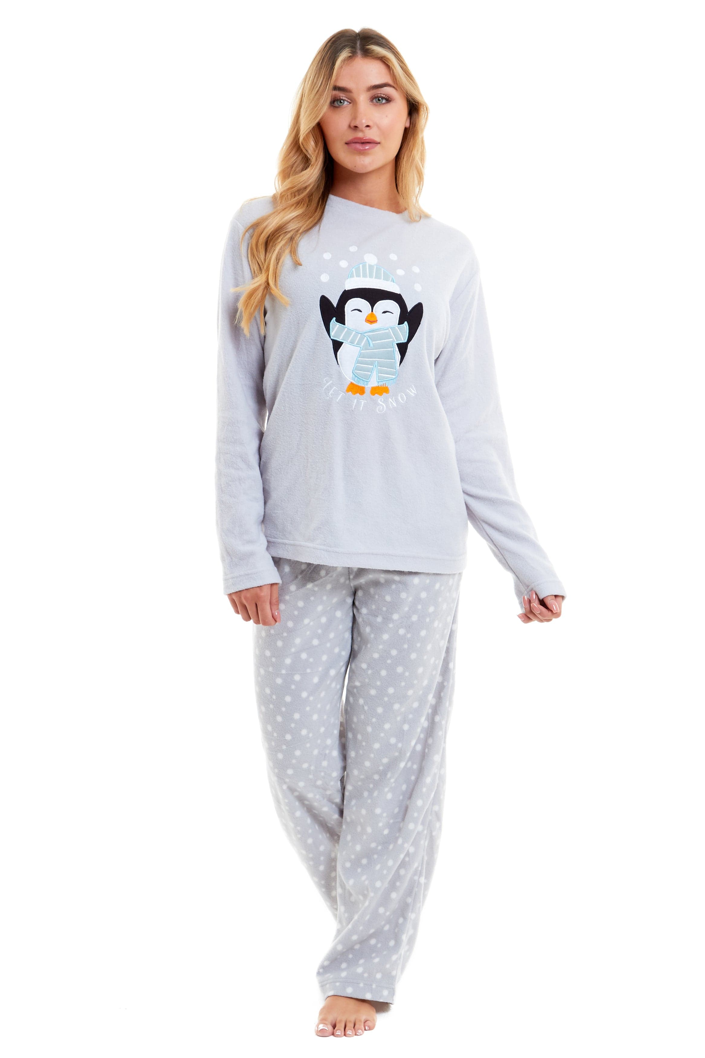 OLIVIA ROCCO Women's Penguin Polar Fleece Pyjama Set Soft Warm Winter Lounge Wear Boutique Nightwear Available In Multiple Sizes