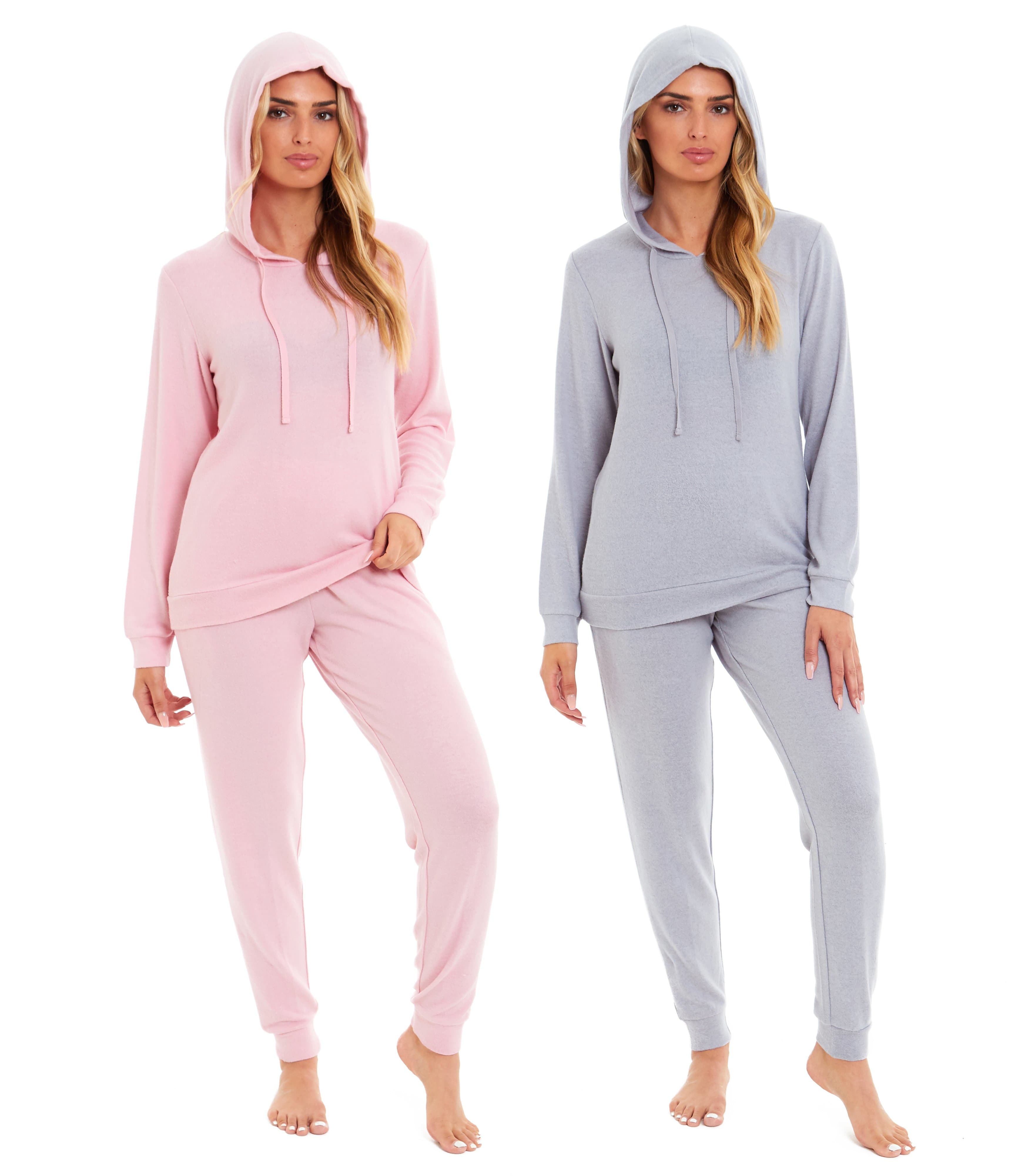 OLIVIA ROCCO Women Super Cosy Hooded Pyjama Set Soft Brushed Polyester Viscose Loungewear Warm Nightwear UK Sizes 8-22 Various Colours