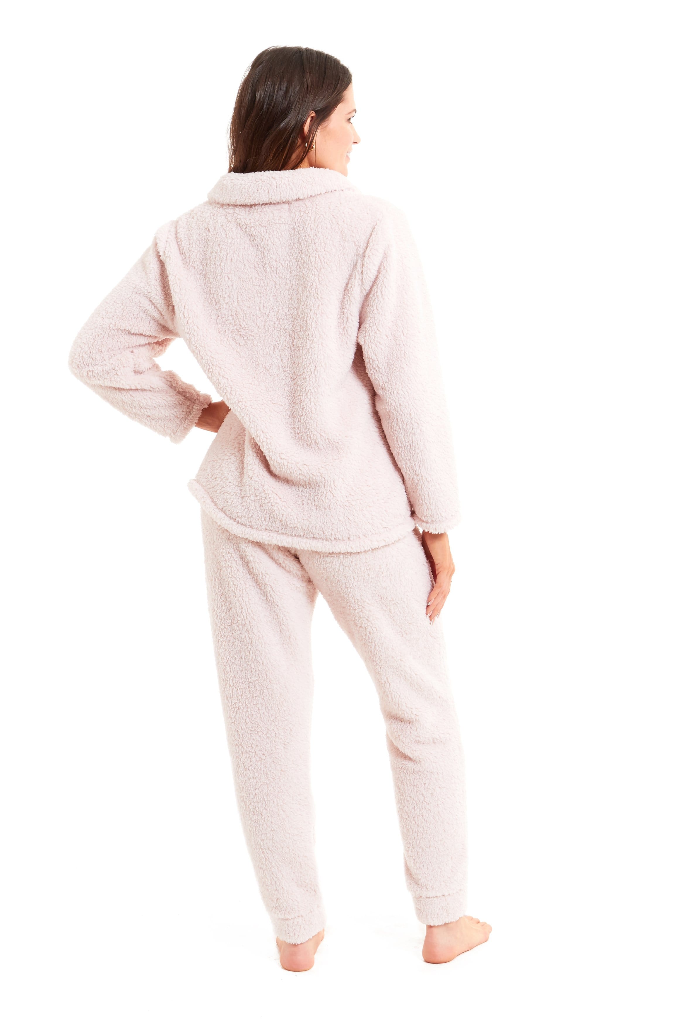 OLIVIA ROCCO Women's Teddy Fleece Lounge Set Zip Up Pyjama with Elasticated Waistband Cozy Fluffy Nightwear Relaxed Fit Design For Home