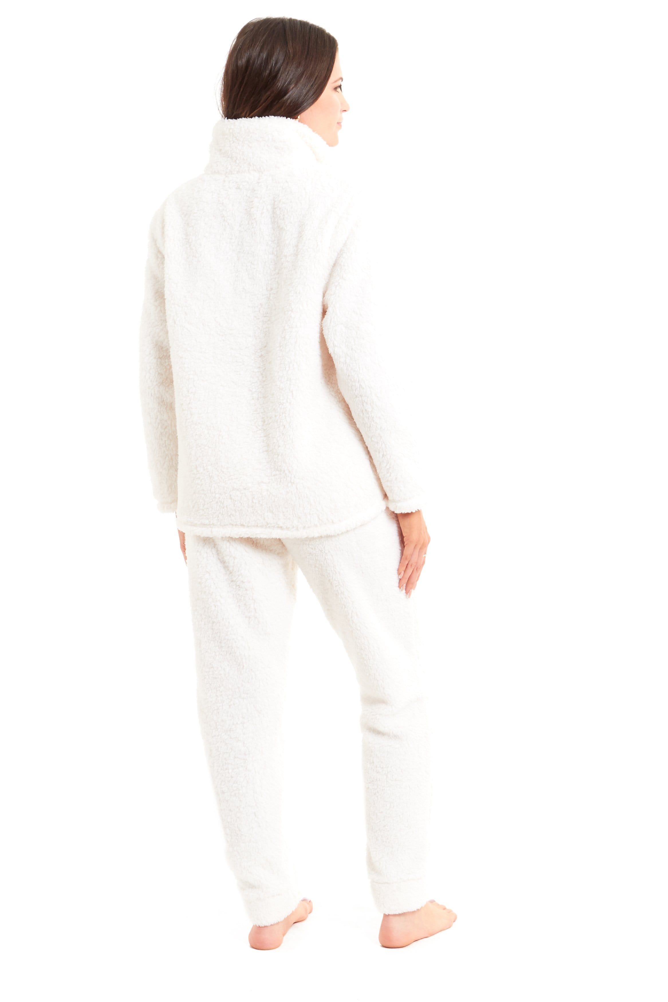 OLIVIA ROCCO Women's Teddy Fleece Lounge Set Zip Up Pyjama with Elasticated Waistband Cozy Fluffy Nightwear Relaxed Fit Design For Home