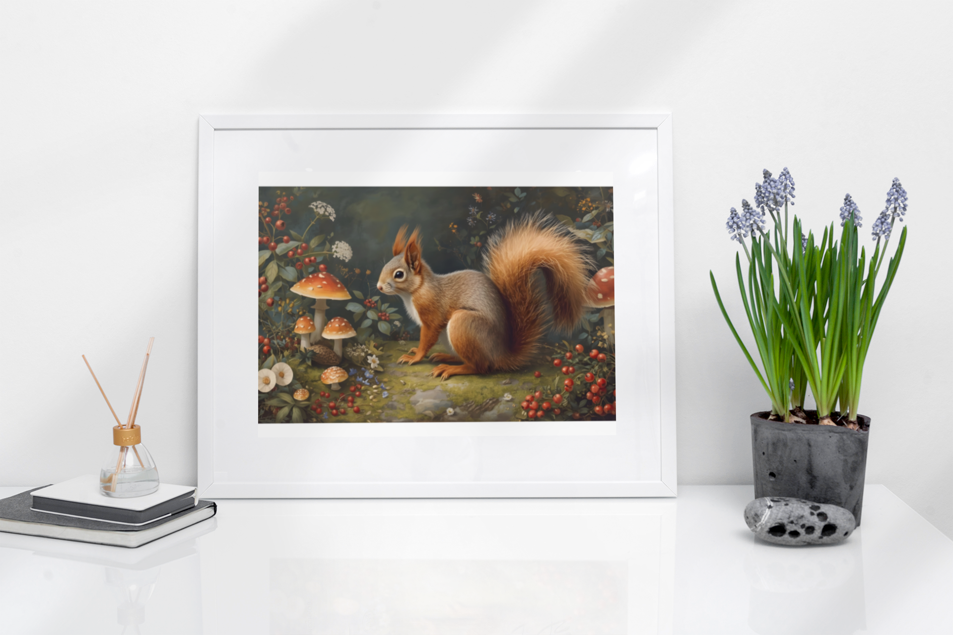 Woodland Squirrel Framed Print – Rustic Nature Wall Art