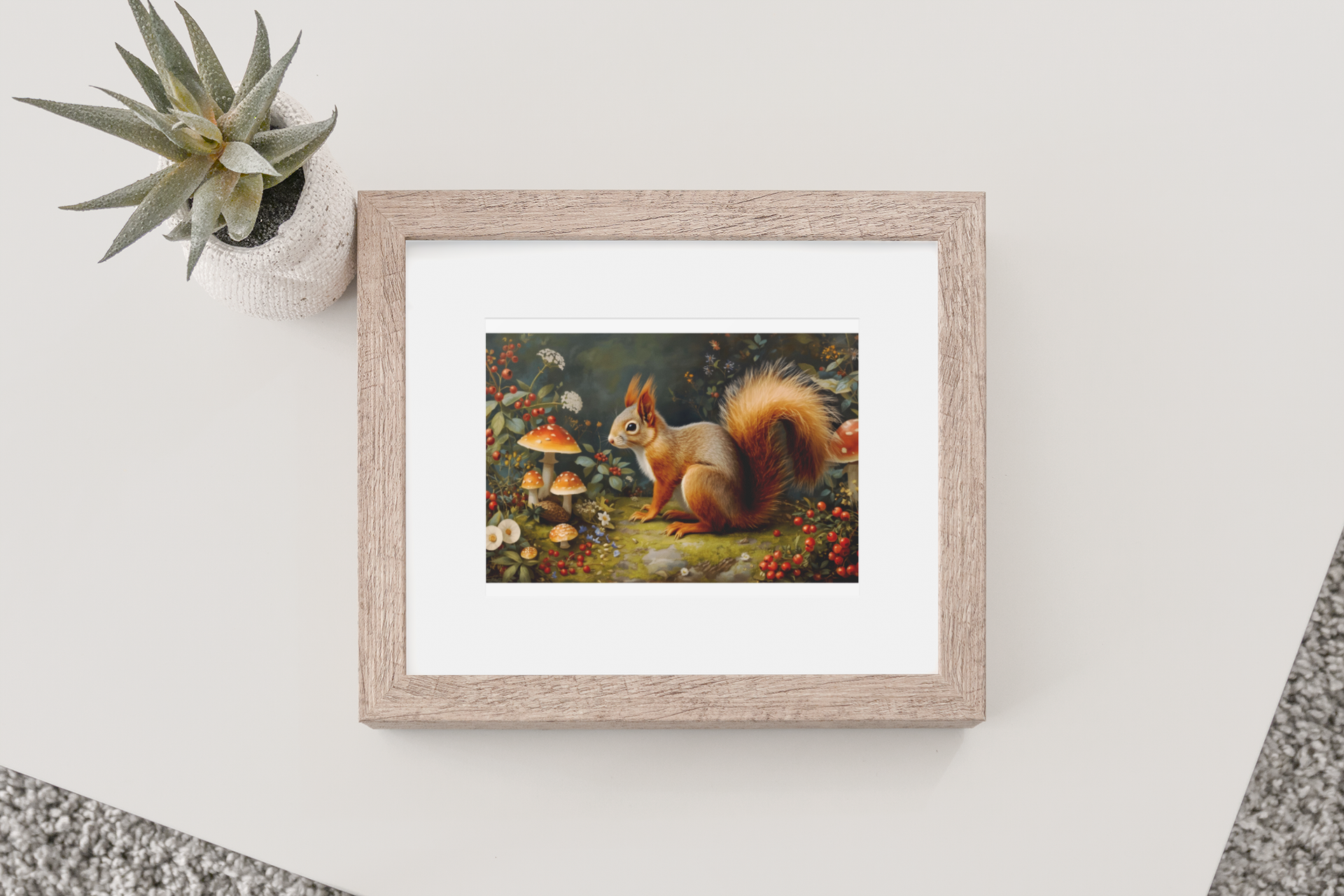 Woodland Squirrel Framed Print – Rustic Nature Wall Art