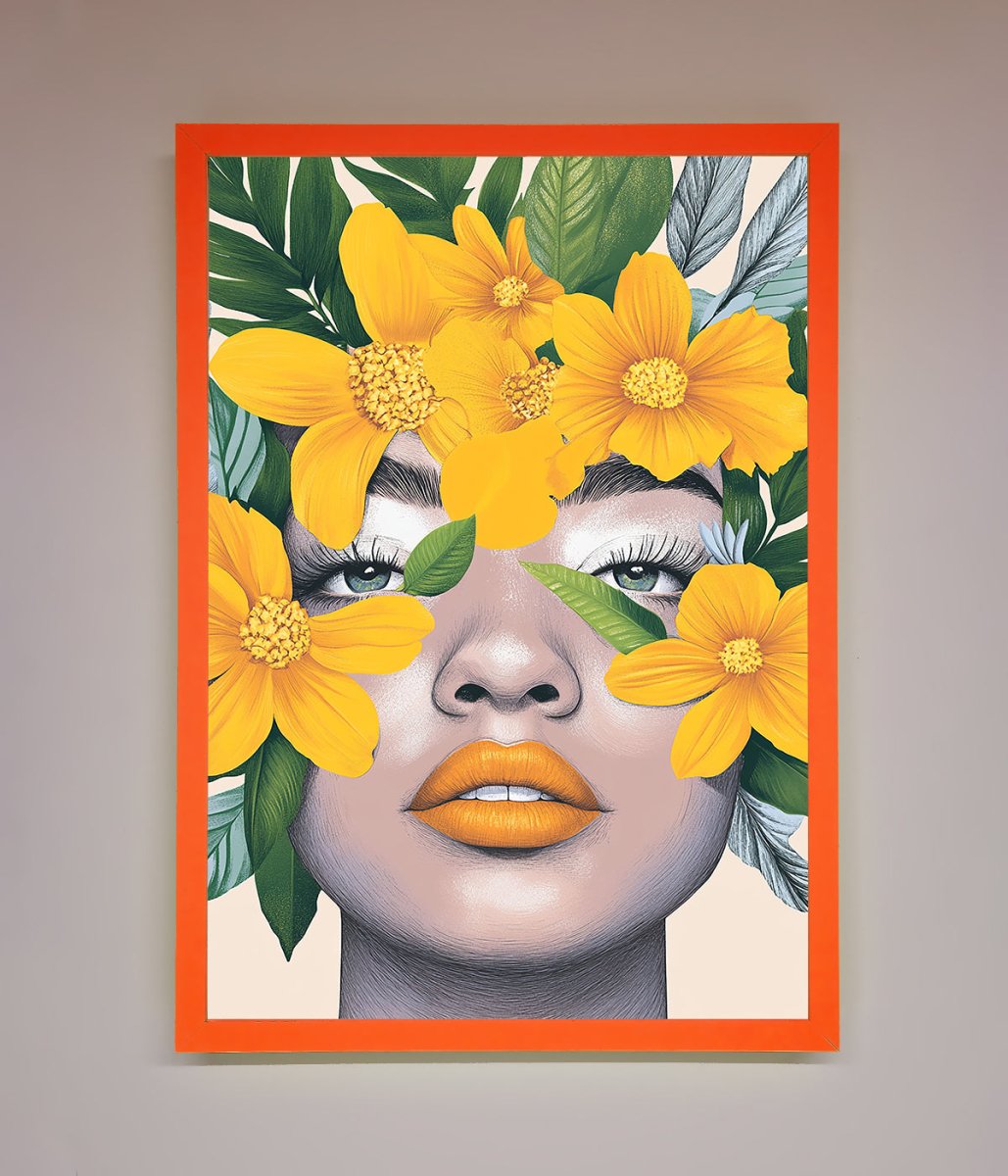 Yellow Flowers Head Framed Poster - Zestio