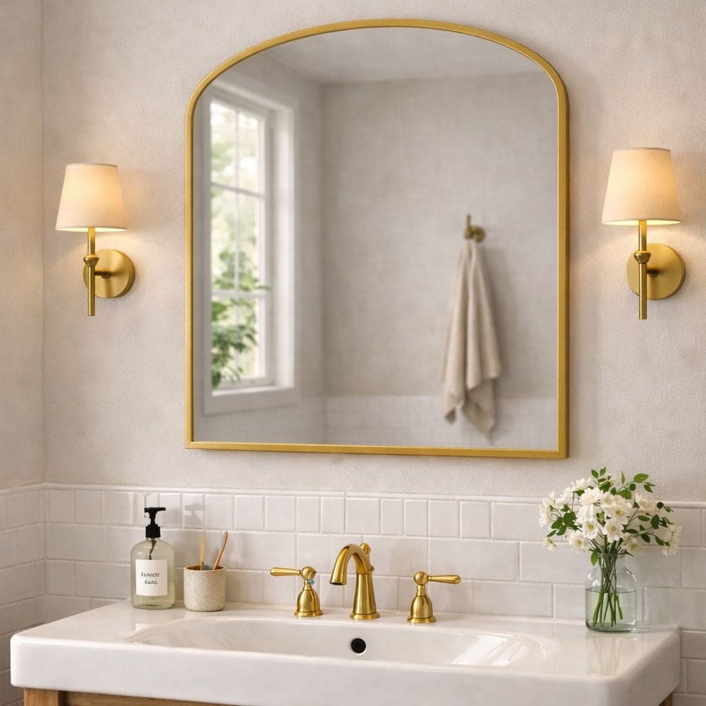 Yoko - Gold Metal Gentle Arch Mirror - 120cm x 95cm - Zestio