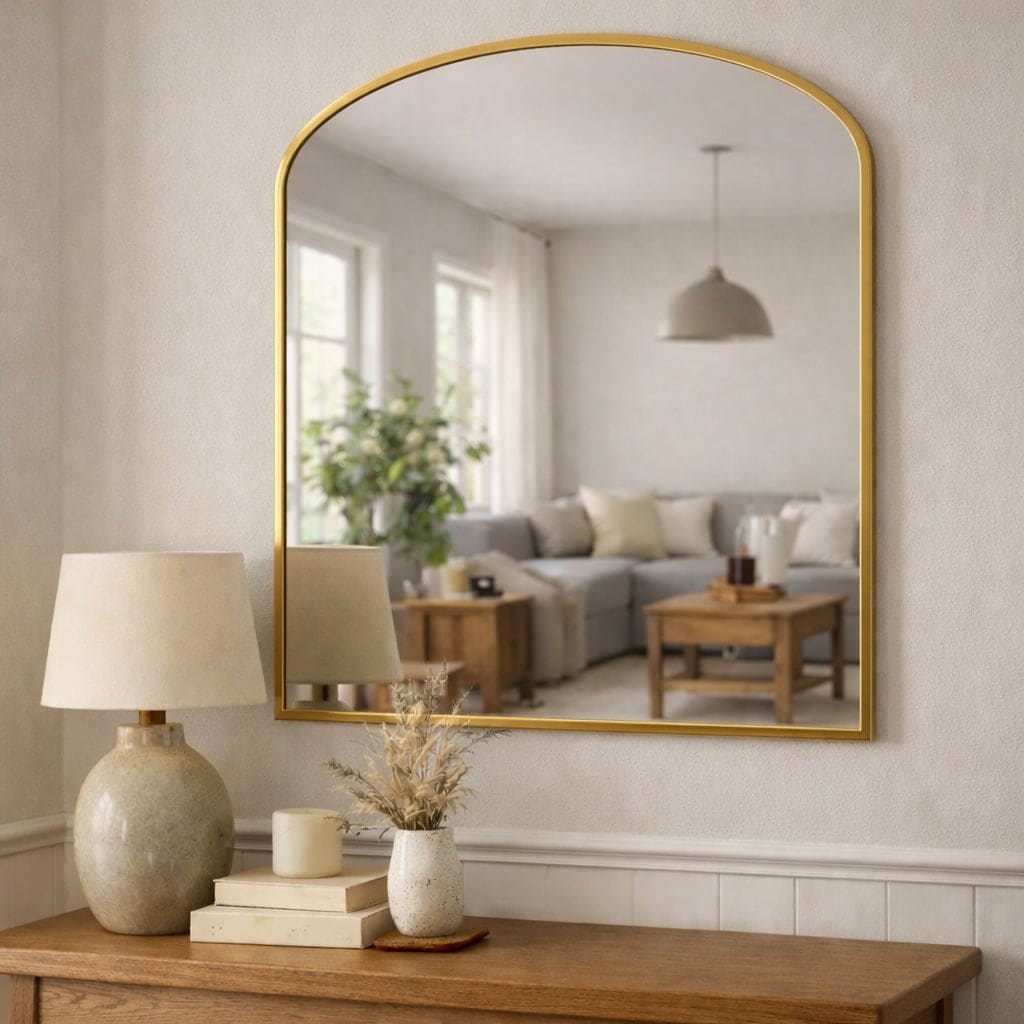 Yoko - Gold Metal Gentle Arch Mirror - 120cm x 95cm - Zestio
