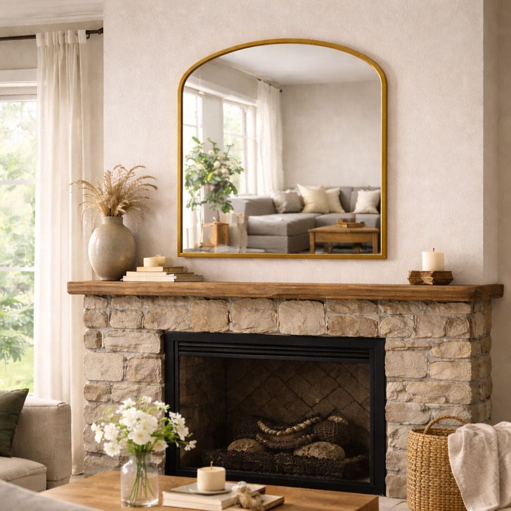 Yoko - Gold Metal Gentle Arch Mirror - 120cm x 95cm - Zestio