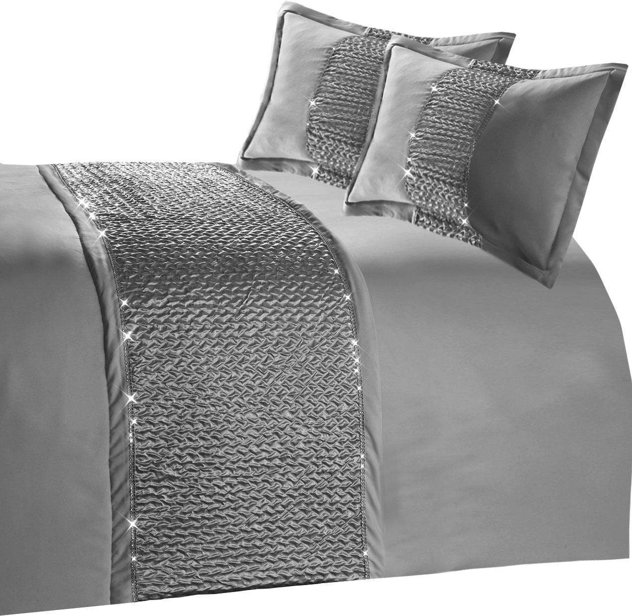 OLIVIA ROCCO Zenia Duvet Cover Set With Quilted Trim And Diamante Detailing For Luxurious Sleep In Single Double King Super King
