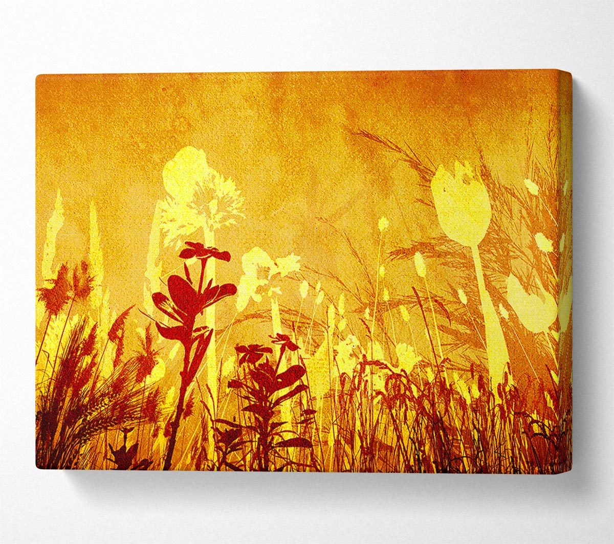 Golden Slash Flowers Canvas Wall Art