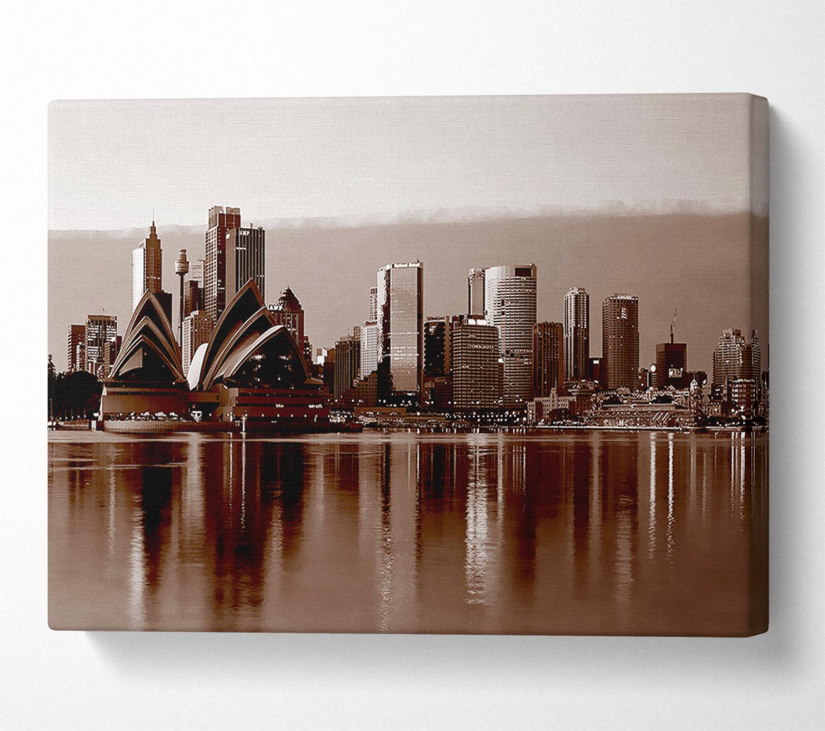 A View Of The Sydney Opera House Brown Canvas Wall Art