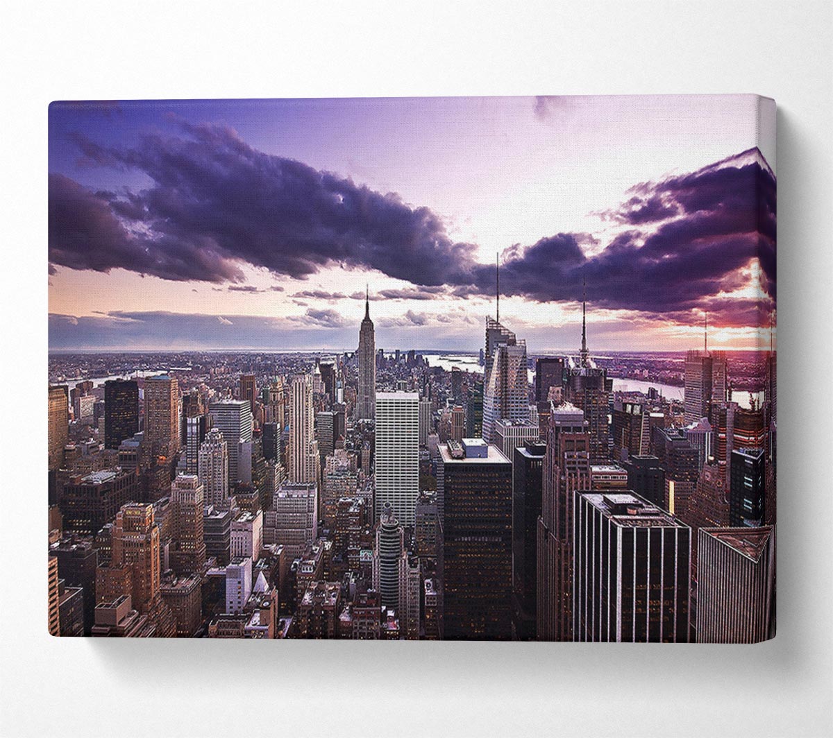Aerial View Of New York City At Dusk Canvas Wall Art