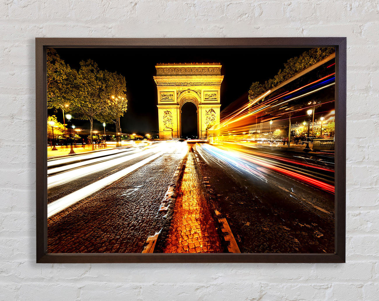 Arc De Triomphe At Night Framed Wall Art