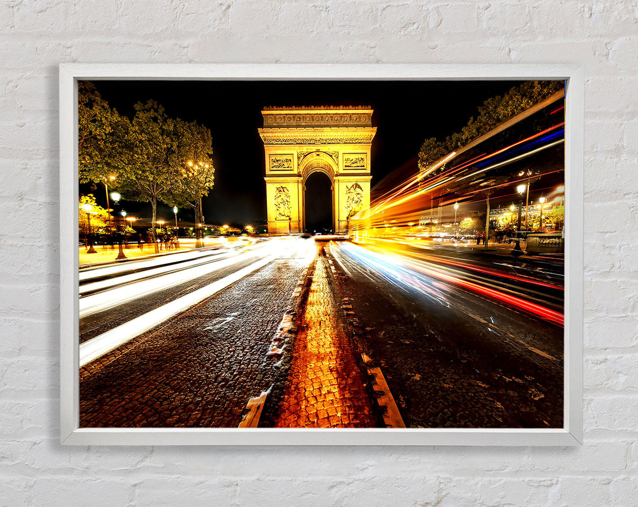 Arc De Triomphe At Night Framed Wall Art