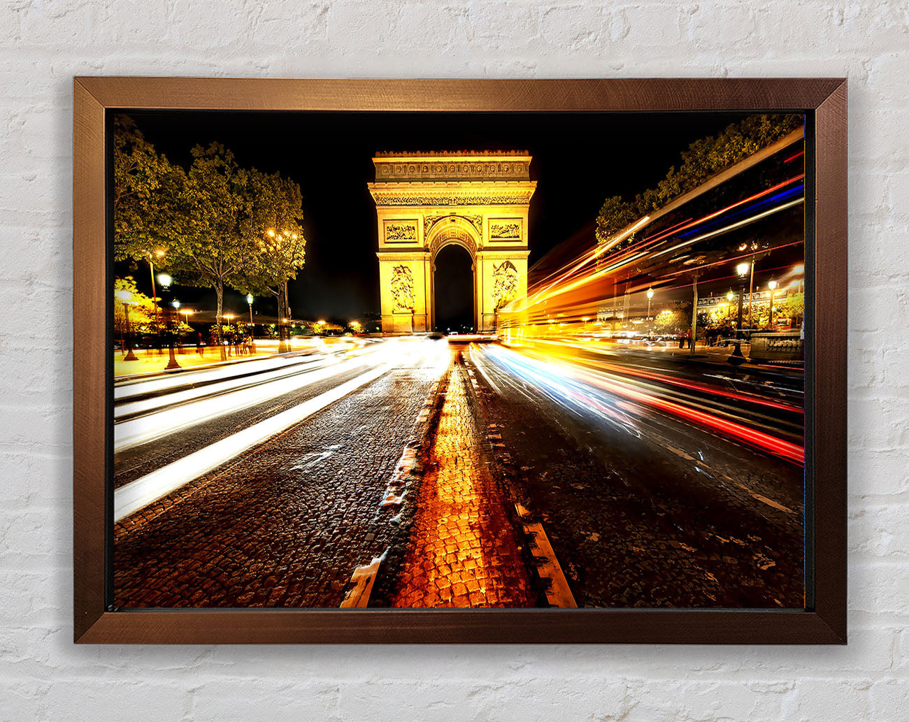 Arc De Triomphe At Night Framed Wall Art