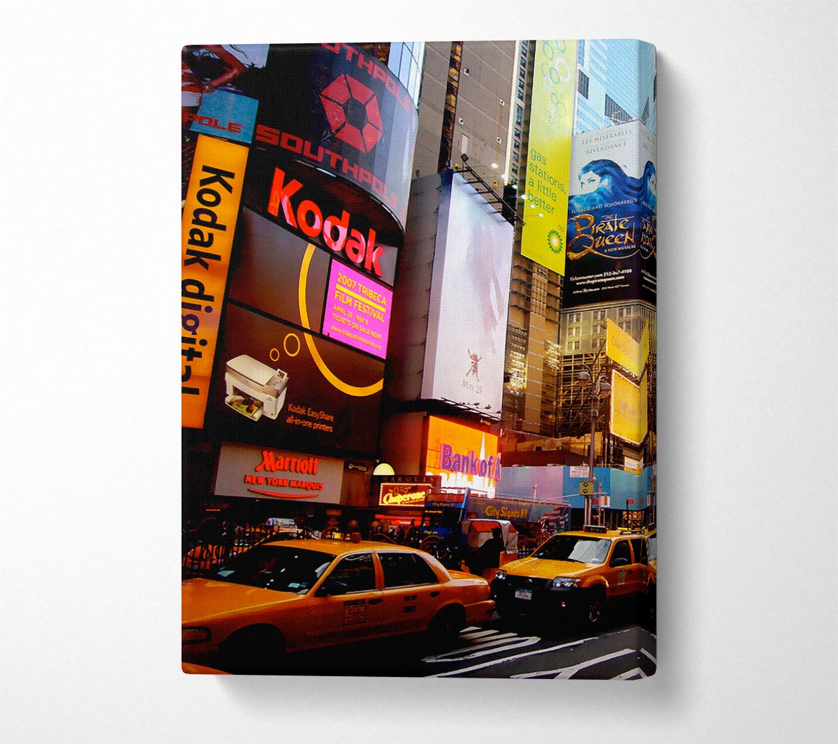 Billboards Of New YorkWith Yellow Cabs Canvas Wall Art