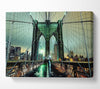Brooklyn Bridge At Night Green Glow Canvas Wall Art