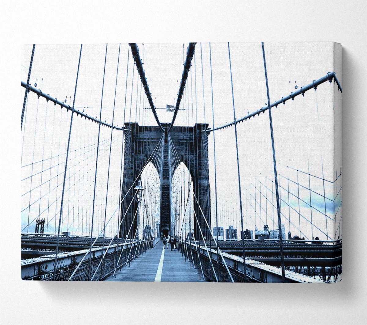 Brooklyn Bridge Blue Canvas Wall Art
