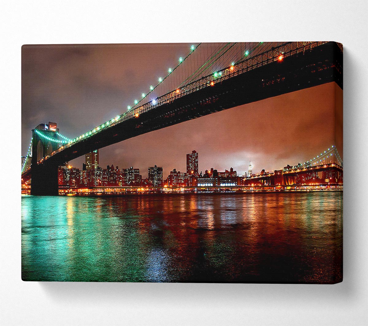 Brooklyn Bridge New York At Night Canvas Wall Art
