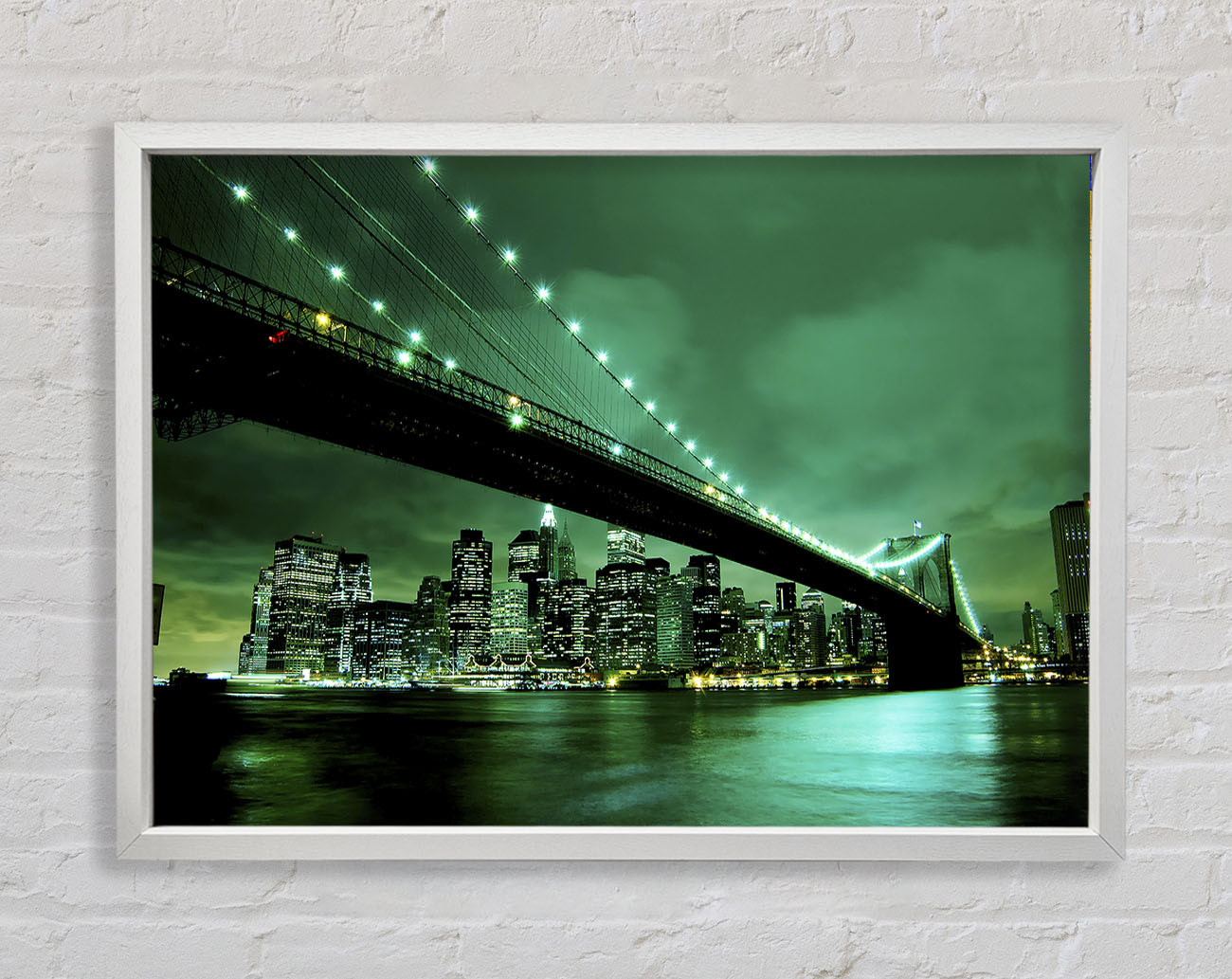 Brooklyn Bridge New York Green Cast Framed Wall Art