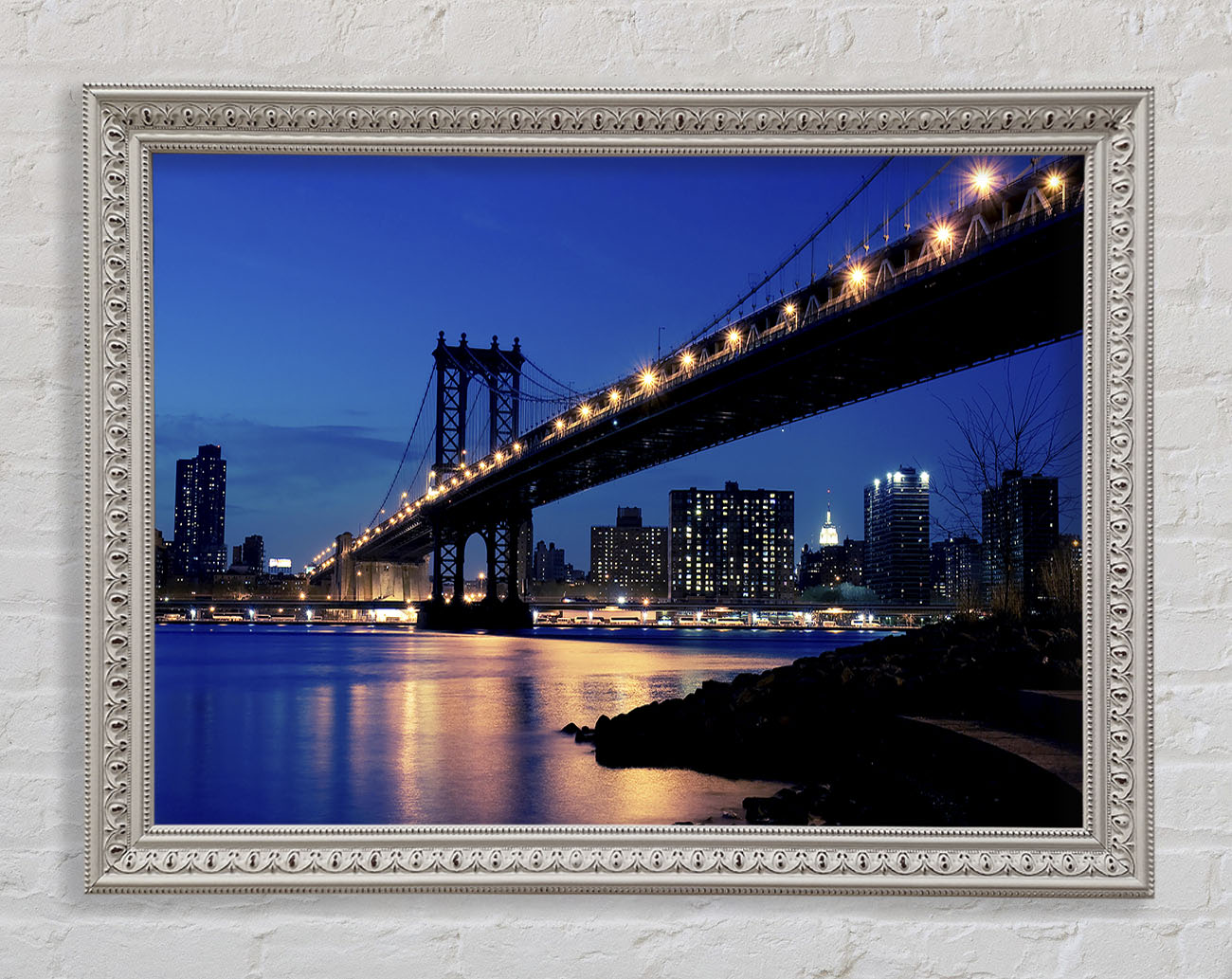 Brooklyn Bridge Peach Glow Framed Wall Art