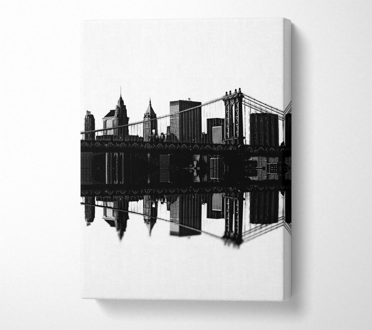 Brooklyn Bridge Reflections B n W Canvas Wall Art