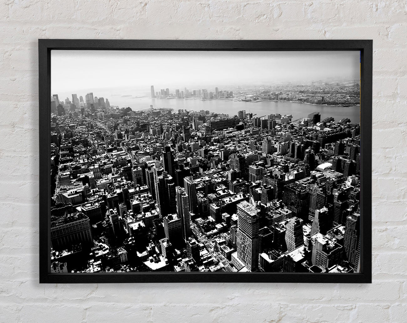 Chicago Arial View B n W Framed Wall Art