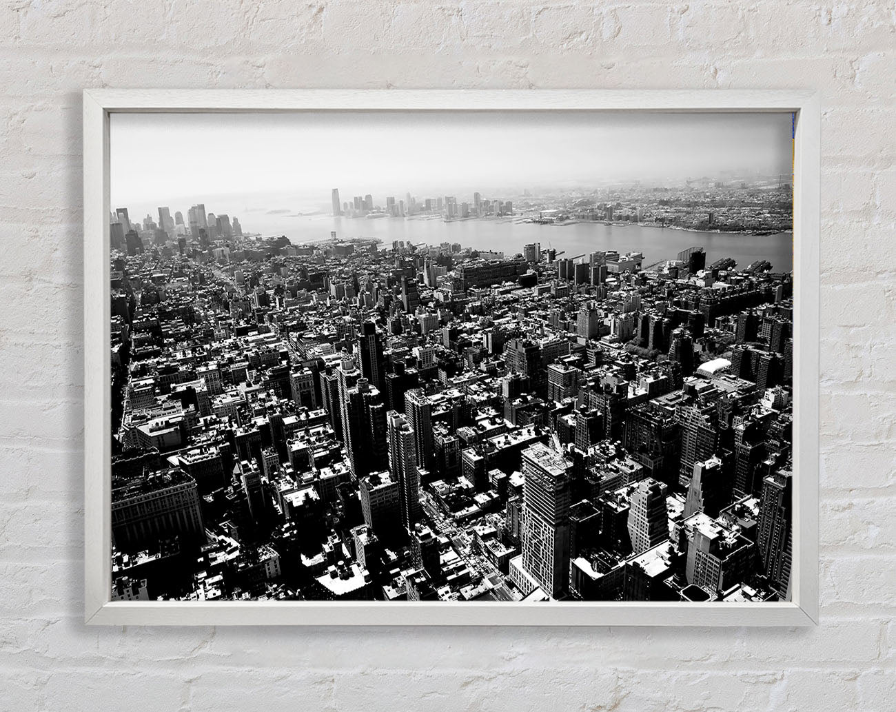 Chicago Arial View B n W Framed Wall Art