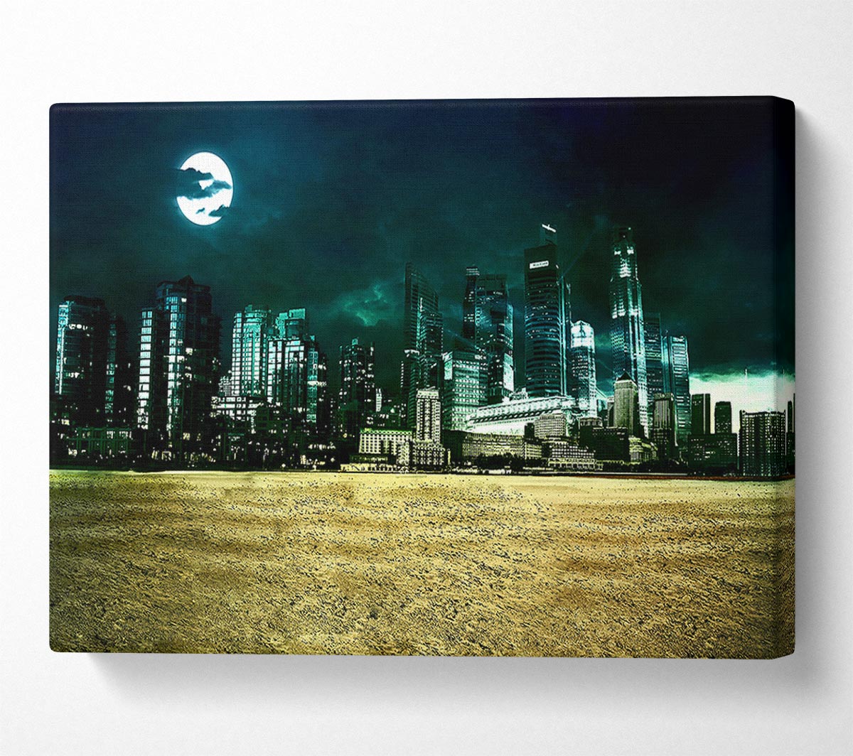 City Night Moonlight Canvas Wall Art